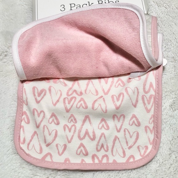 🆕3pk Baby Glitter LlTTLE SISTER Reversible Bibs - Picture 5 of 6